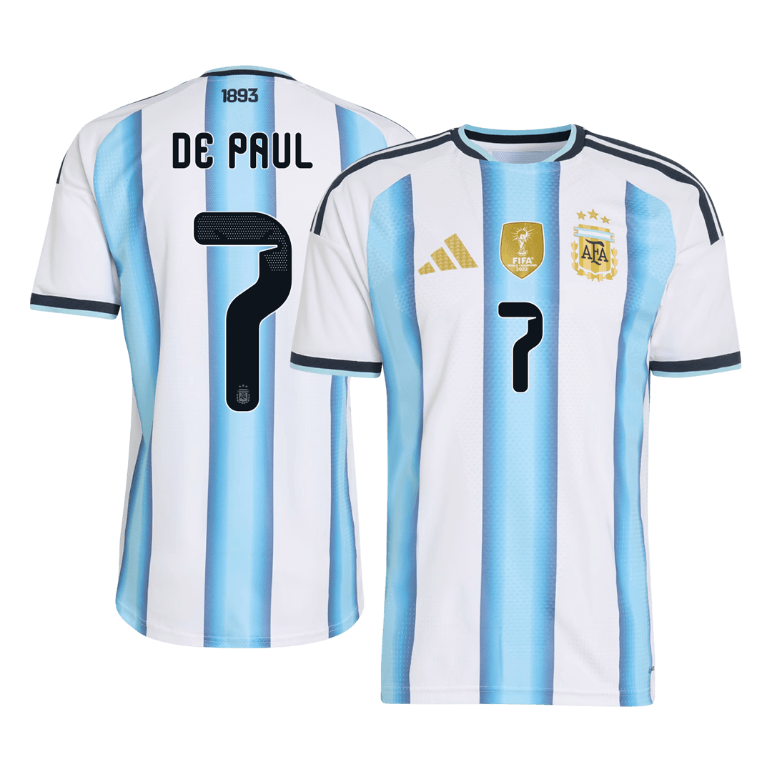 Argentina World Cup Player Version Trikot Heim 2026 DE PAUL #7 Slim Fit