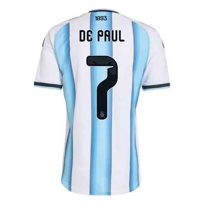 Argentina World Cup Player Version Trikot Heim 2026 DE PAUL #7 Slim Fit