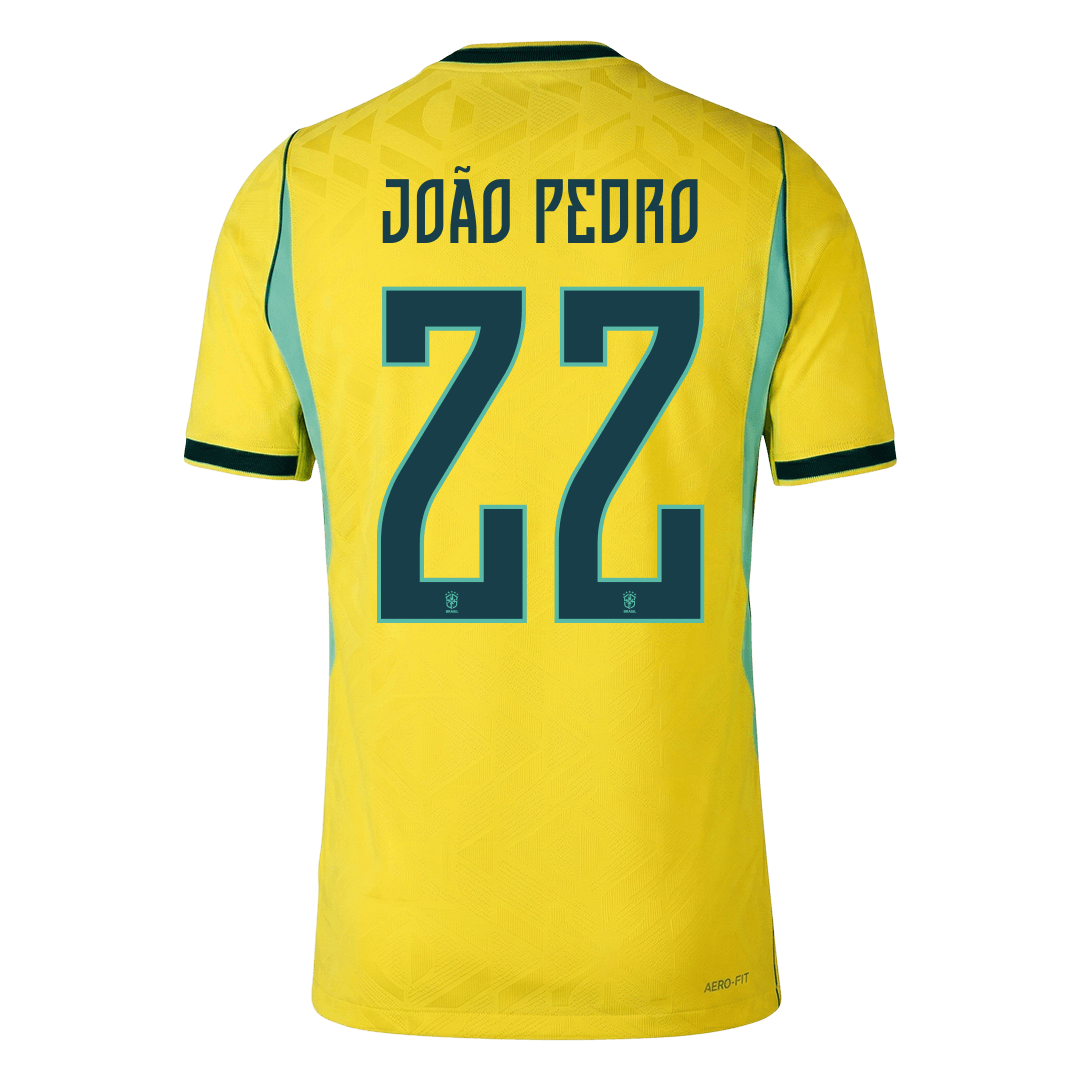 Brazil World Cup Player Version Trikot Heim 2026 JOÃO PEDRO #22 Slim Fit