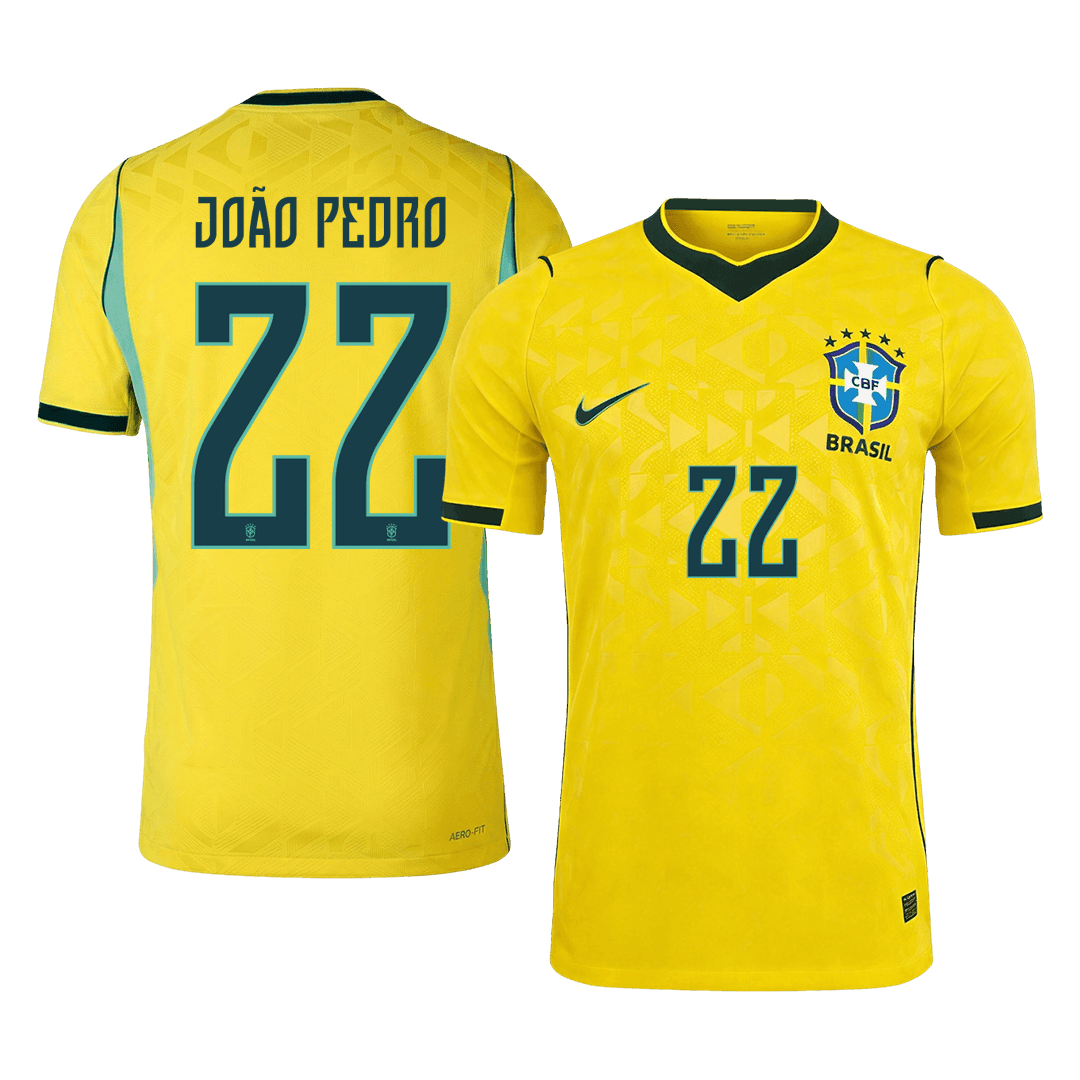 Brazil World Cup Player Version Trikot Heim 2026 JOÃO PEDRO #22 Slim Fit