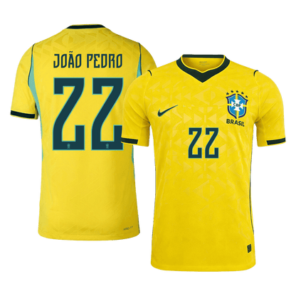 Brazil World Cup Player Version Trikot Heim 2026 JOÃO PEDRO #22 Slim Fit